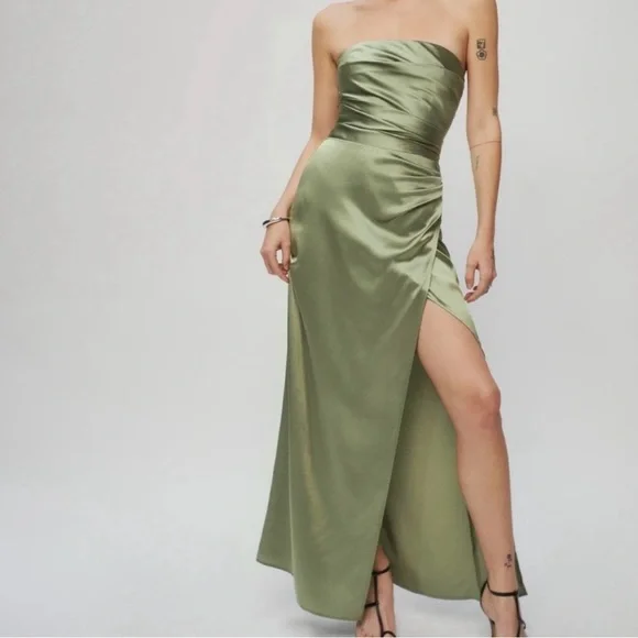 artichoke bridesmaid dresses Christina Wu 22090 Criss Cross Back Slit Skirt Bridesmaid Dress